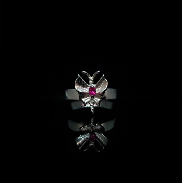 Anillo Mariposa Piedra Rosa