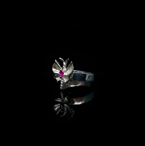 Anillo Mariposa Piedra Rosa