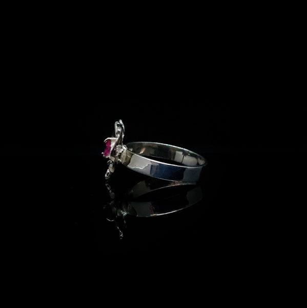 Anillo Mariposa Piedra Rosa